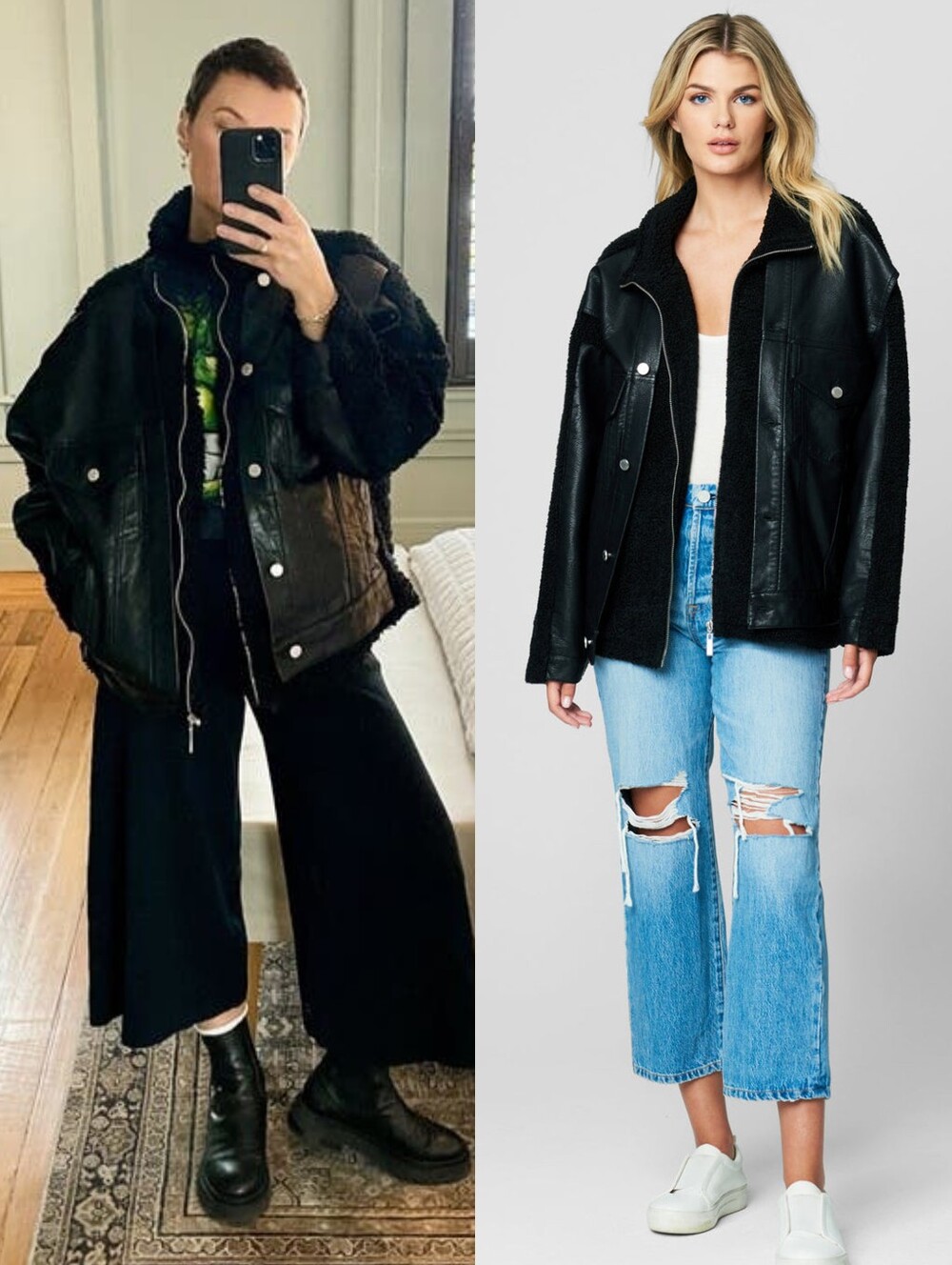 NWT Blank NYC Edge to Edge Black Sherpa Trucker Jacket in Black